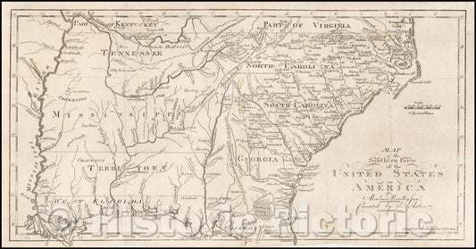 Historic Map - Map of the Southern Parts of the United States of America, 1804, Jedidiah Morse - Vintage Wall Art