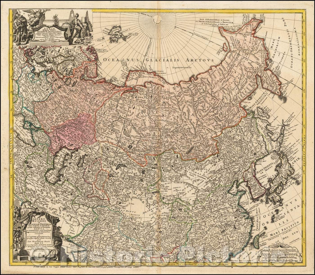 Historic Map - Imperii Russici et Tatariae Universae tam majoris et Asiaticae quam minoris et Europae Tabula, 1739, Homann Heirs v2