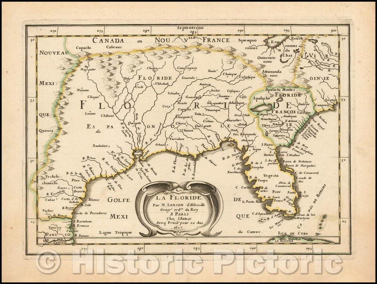 Historic Map - La Floride, 1657, Nicolas Sanson v1
