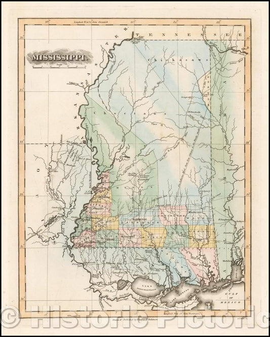 Historic Map - Mississippi, 1822, Fielding Lucas Jr. v1