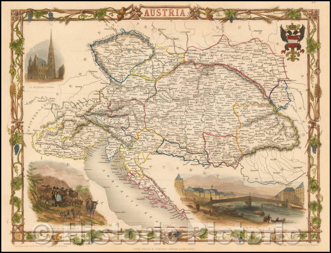 Historic Map - Austria, 1851, John Tallis v3