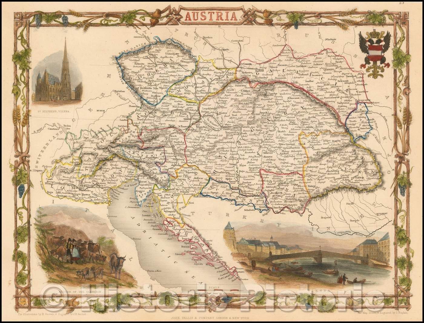 Historic Map - Austria, 1851, John Tallis v3