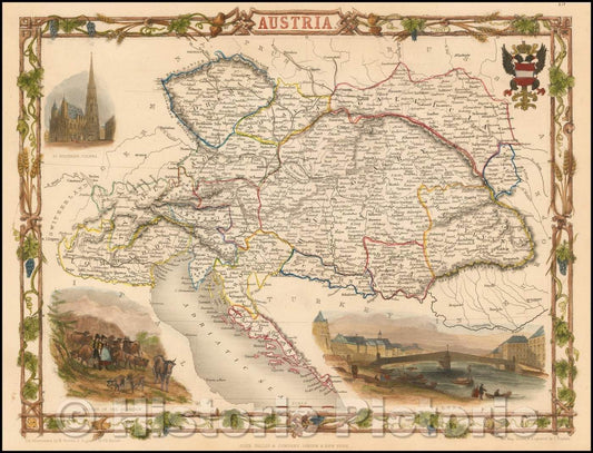 Historic Map - Austria, 1851, John Tallis v3