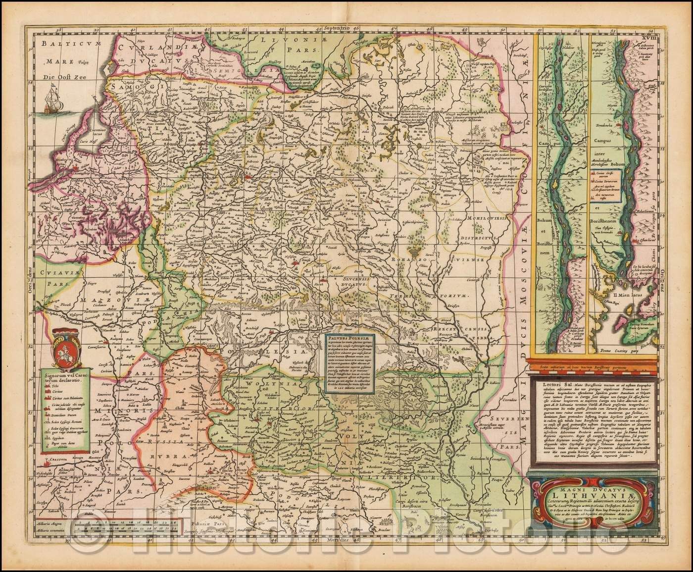Historic Map - Magni Ducatus Lithuaniae Caetrarumq Regionum illi Adiacentium exacta decrip, 1680, Moses Pitt - Vintage Wall Art