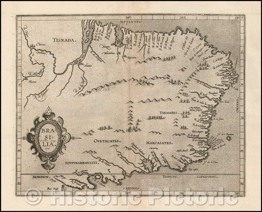 Historic Map - Brasilia, 1597, Cornelis van Wytfliet - Vintage Wall Art