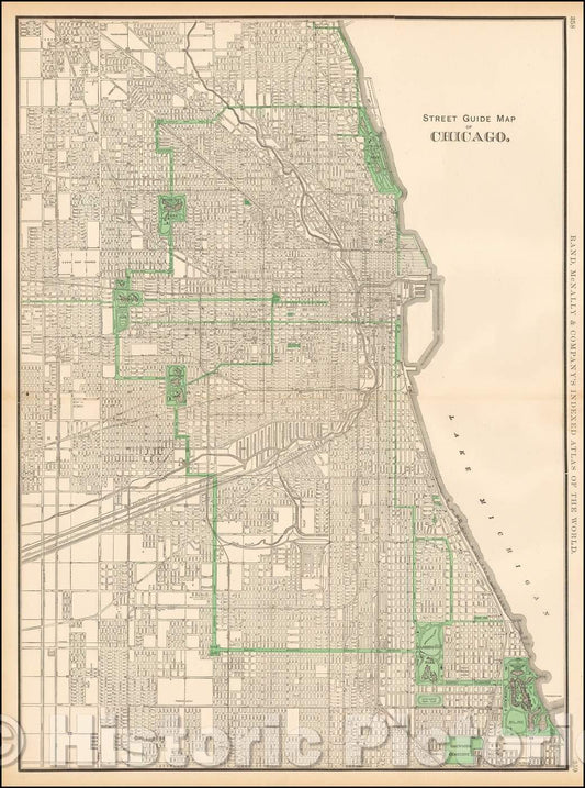 Historic Map - Street Guide Map of Chicago, 1898, Rand McNally & Company v2