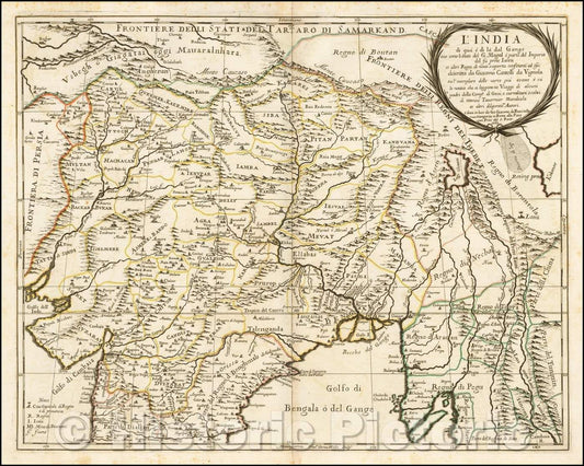 Historic Map - L'India di qua' e di la dal Gange oue sono li Stati del Mogol e' parte del Imperio del fu prte Ianni et altri Regni di nova scoperti, 1682 v2