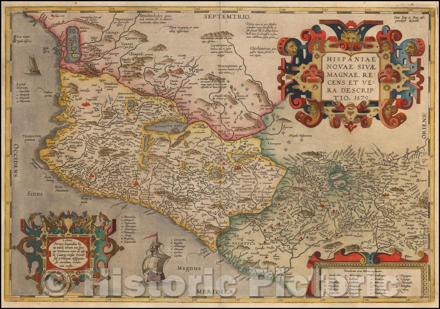 Historic Map - Hispaniae Novae Sivae Magnae Recens Et Vera, 1584, Abraham Ortelius - Vintage Wall Art