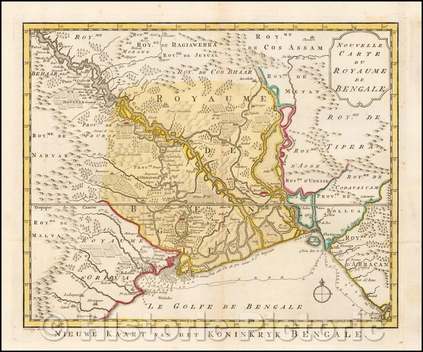 Historic Map - Nouvelle Carte Du Royaume De Bengale, 1770, J.V. Schley v2
