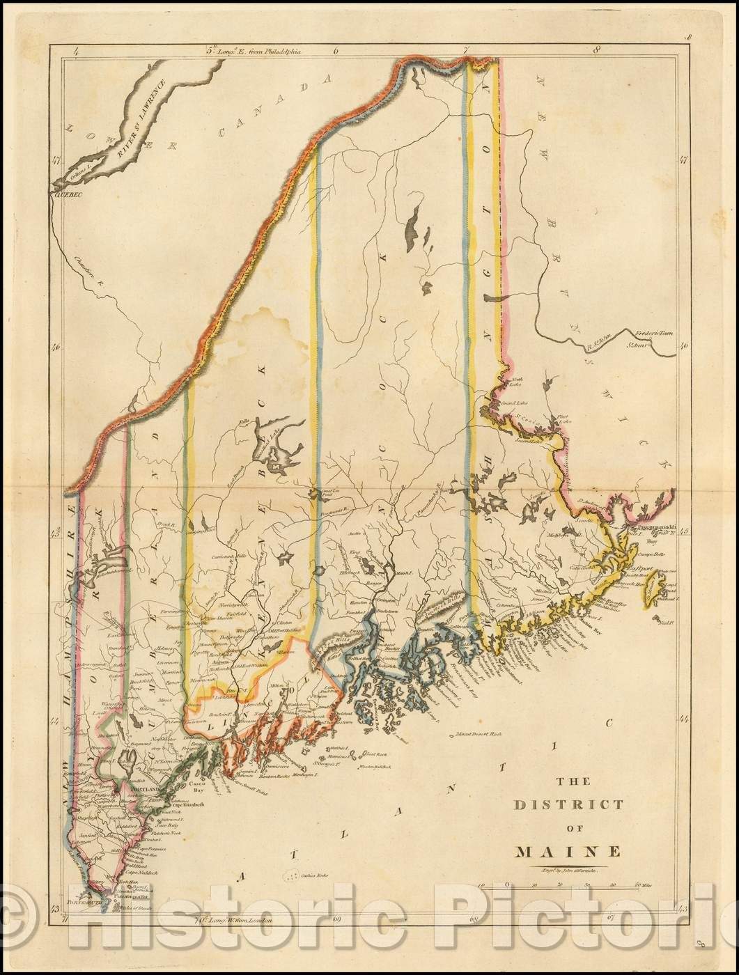 Historic Map - The District of Maine, 1814, Mathew Carey v1