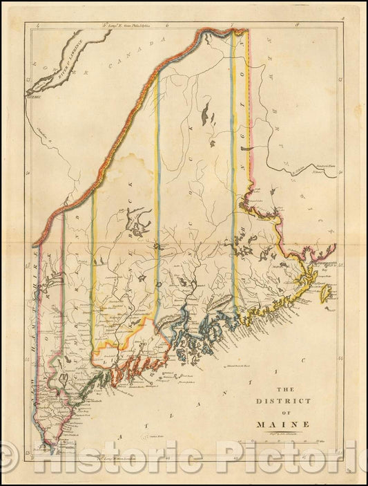 Historic Map - The District of Maine, 1814, Mathew Carey v1