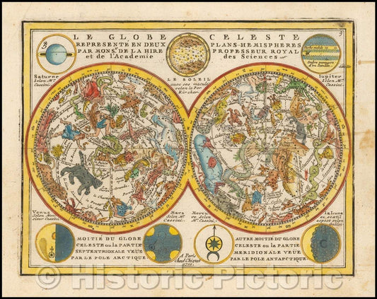 Historic Map - Globe Terrestre Globe Celeste, 1710, Jacques Chiquet v1