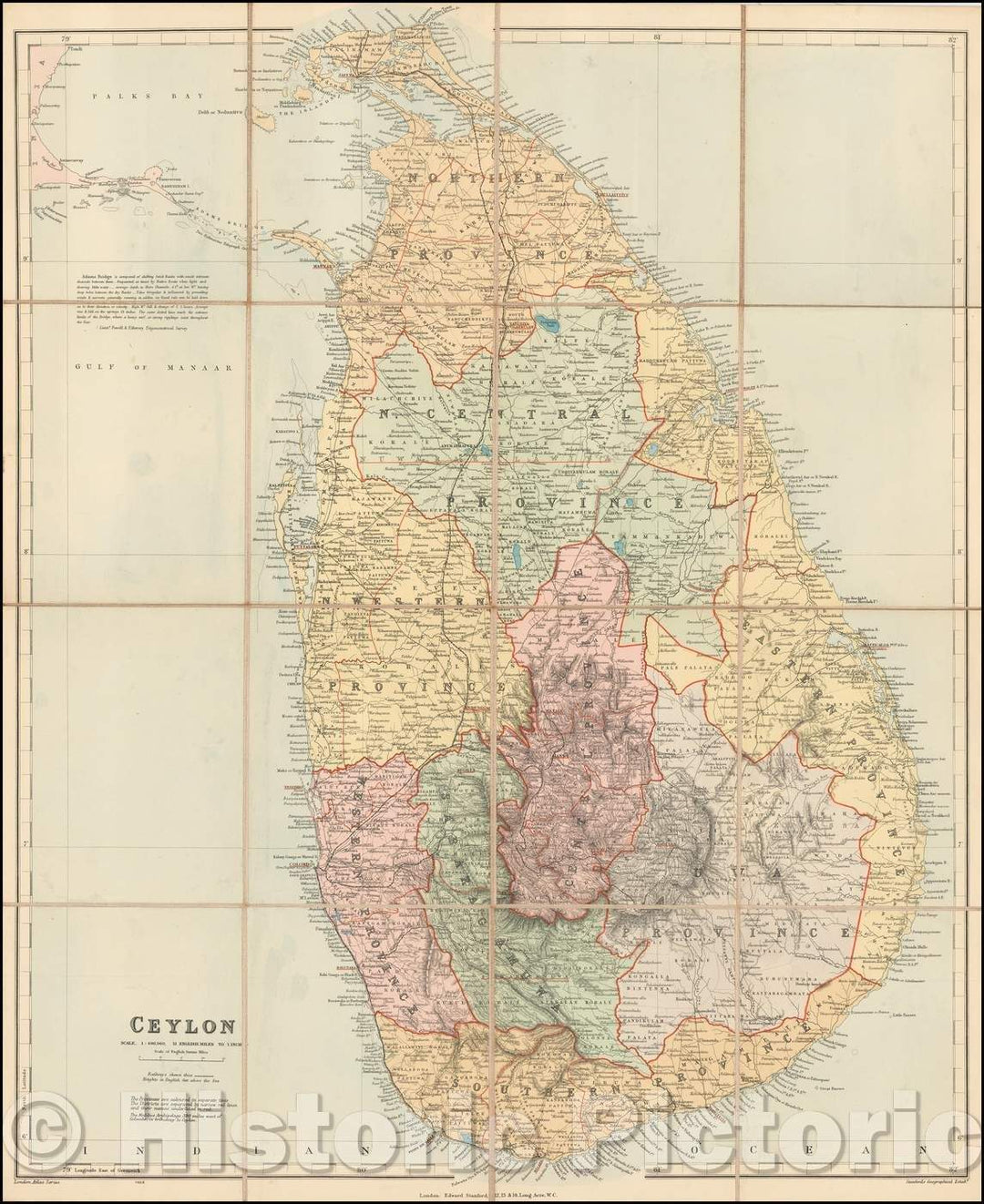 Historic Map - Ceylon, 1896, Edward Stanford v2