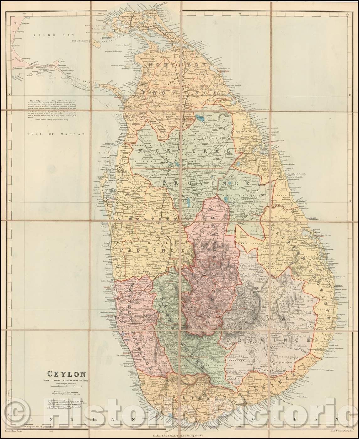 Historic Map - Ceylon, 1896, Edward Stanford v2
