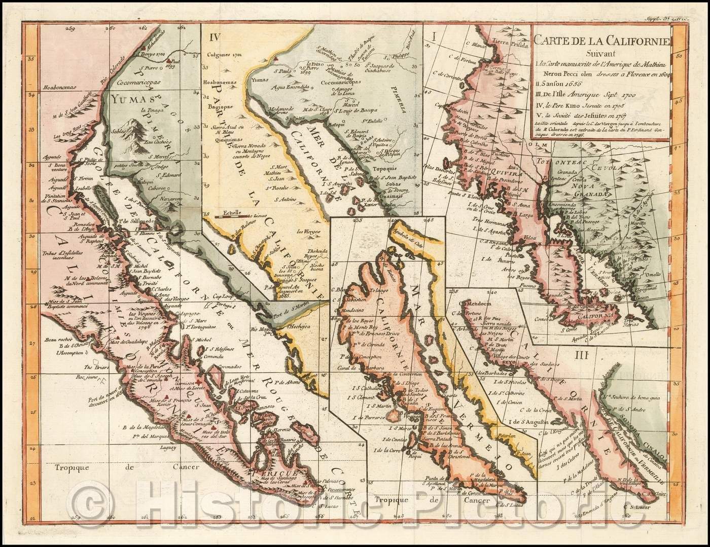 Historic Map - Carte De La Californie Suivant 1. La Carte manuscrite de l'Americque de Mathieu Neron Pecci olen dressee a Florence, 1772, Denis Diderot v8