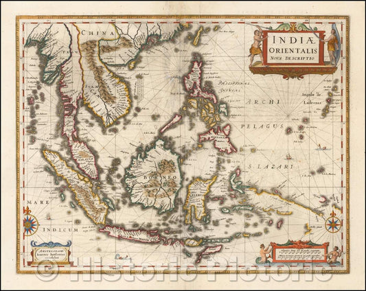 Historic Map - Indiae Orientalis Nova Descriptio, 1630, Jan Jansson - Vintage Wall Art
