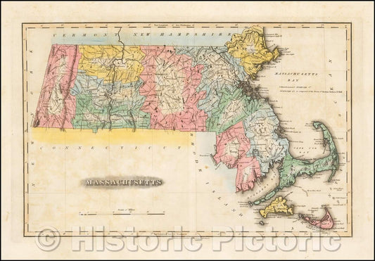 Historic Map - Massachusetts, 1823, Fielding Lucas Jr. v3