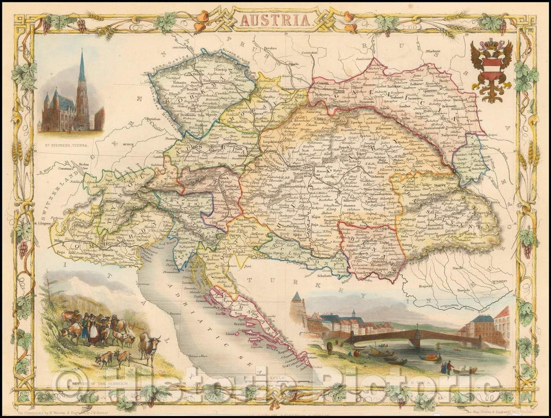 Historic Map - Austria, 1851, John Tallis v4