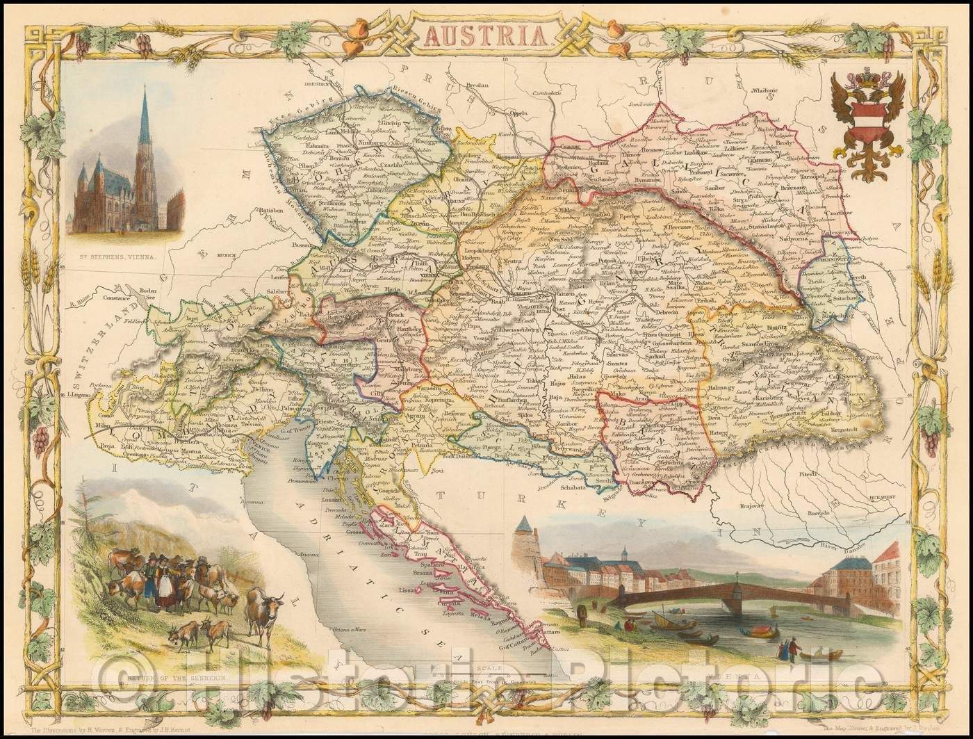 Historic Map - Austria, 1851, John Tallis v4
