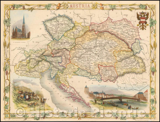 Historic Map - Austria, 1851, John Tallis v4