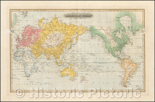 Historic Map - Mercator's Chart (Gulf of Corea), 1823, Fielding Lucas Jr. - Vintage Wall Art