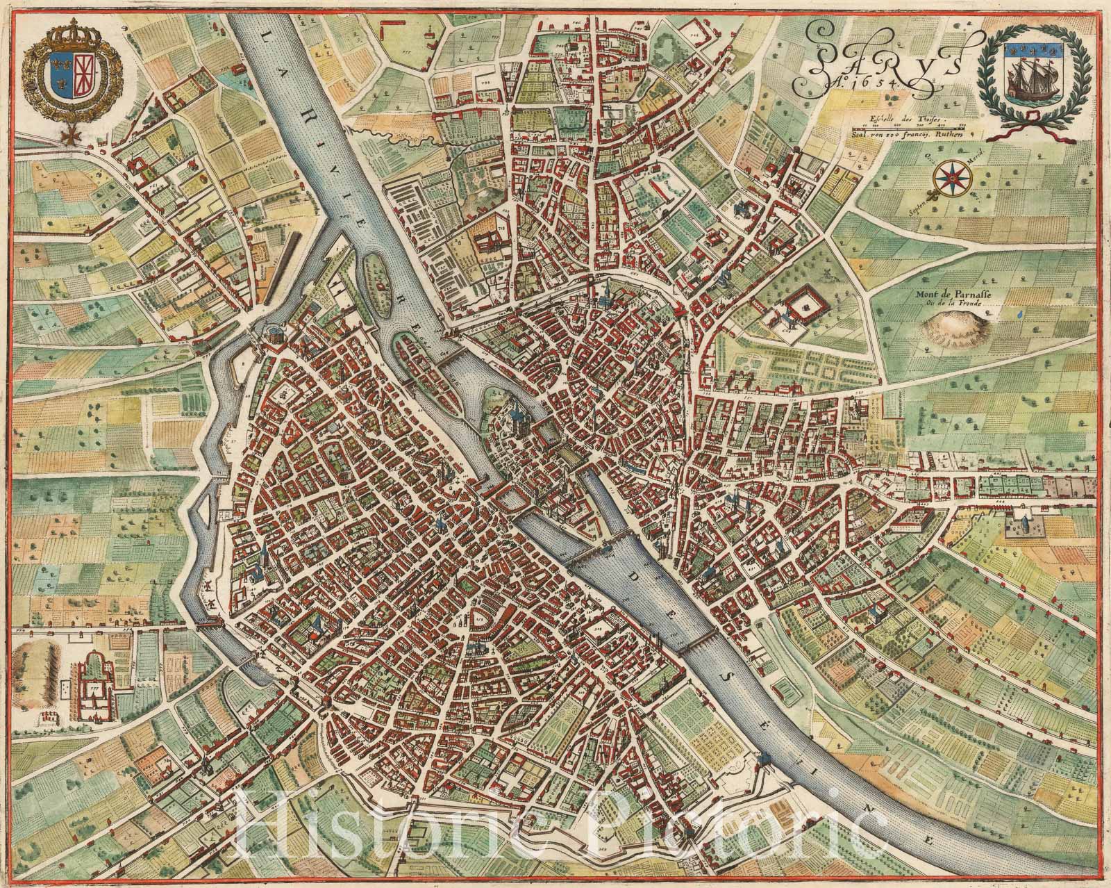 Historic Map - Paris Parys Ao, 1648, Matthaus Merian v2
