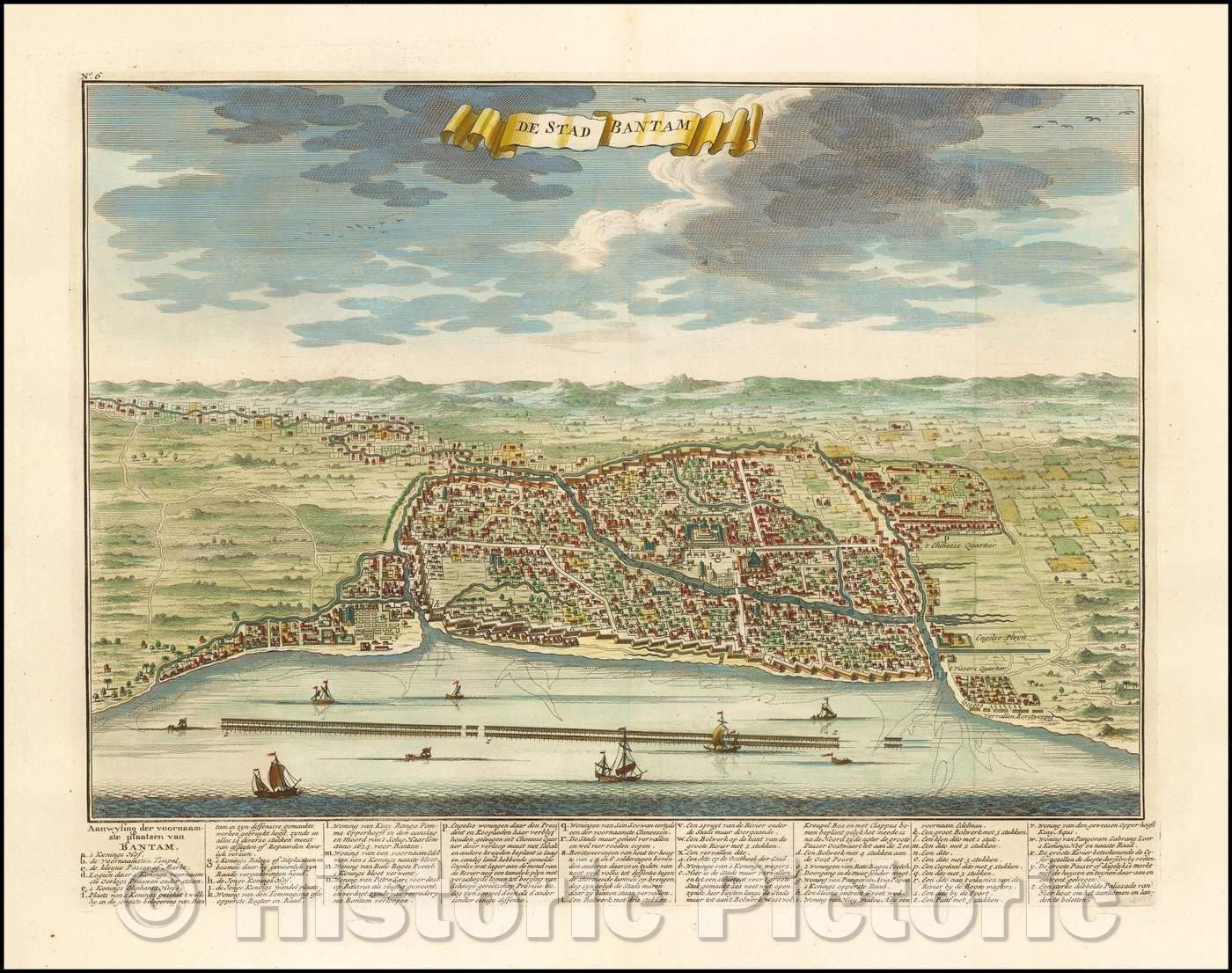 Historic Map - Banten De Stad Bantam, 1725, Francois Valentijn v2