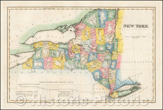 Historic Map - New York, 1825, Fielding Lucas Jr. - Vintage Wall Art