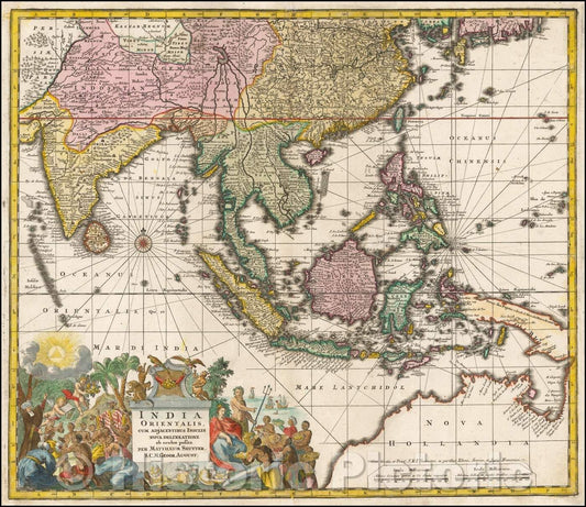 Historic Map - India Orientalis cum Adjacentibus Insulis Nova Delineatione ob oculos posita, 1730, Matthaus Seutter v3