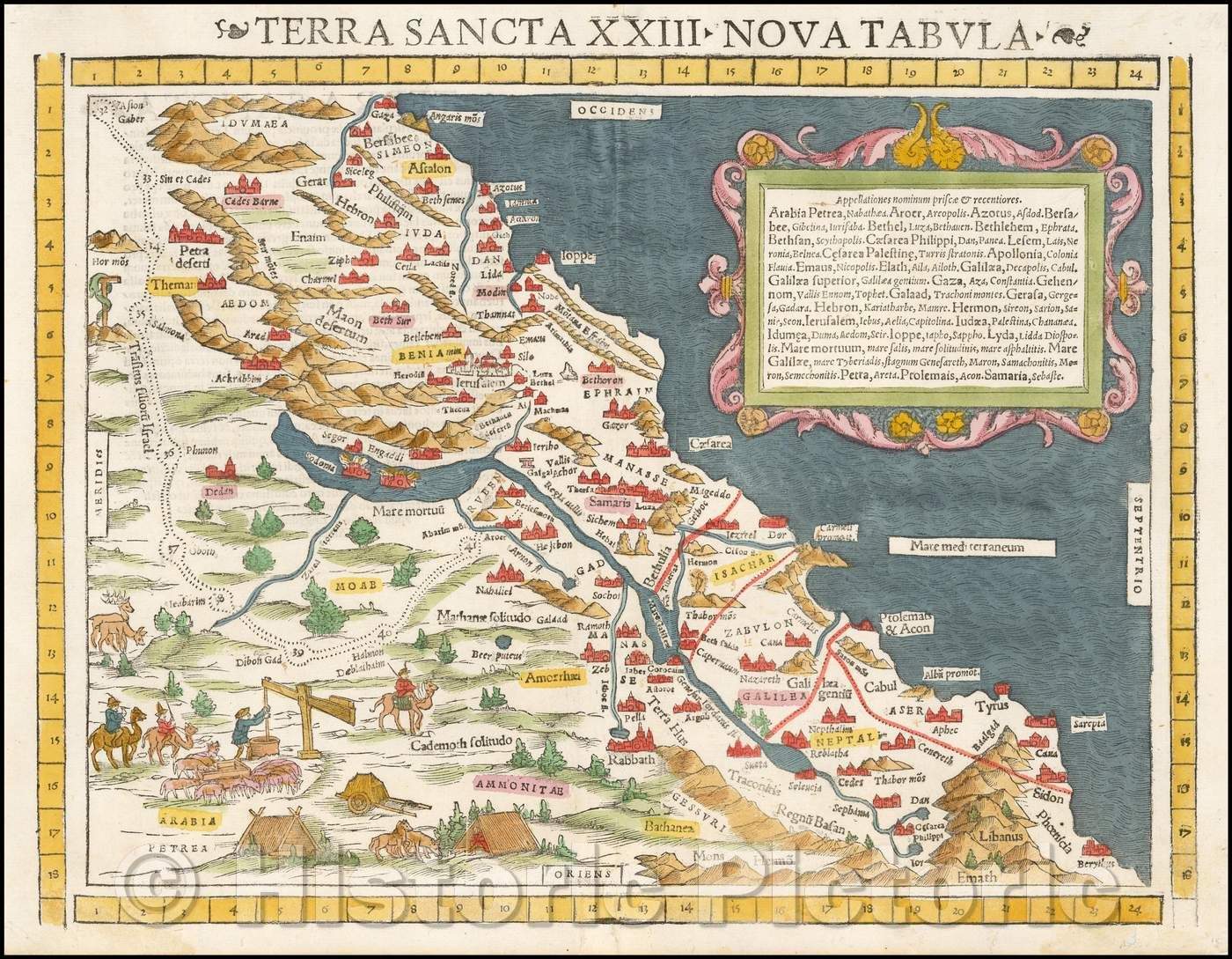 Historic Map - Terra Sancta XXIII. Nova Tabula, 1552, Sebastian M?nster - Vintage Wall Art