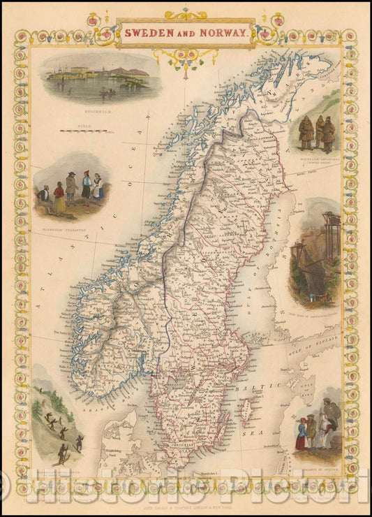 Historic Map - Sweden and Norway, 1851, John Tallis v2
