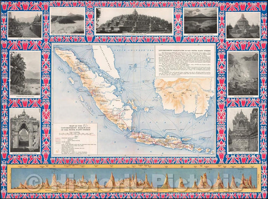 Historic Map - Map of the Government Railways of the Neth. East Indies, 1920, Dutch East-Indian Government Railways - Vintage Wall Art