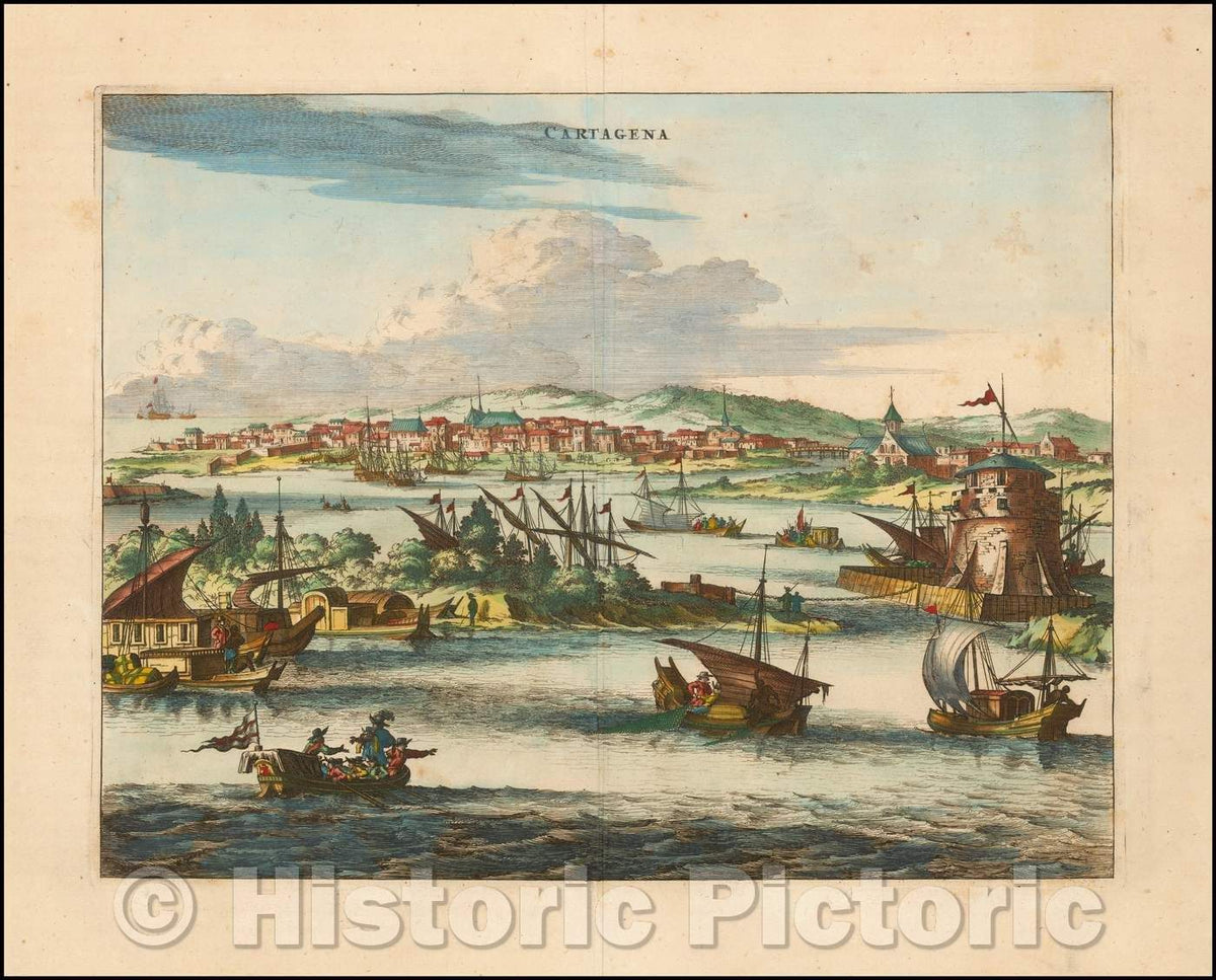 Historic Map - Cartagena, 1671, John Ogilby v2