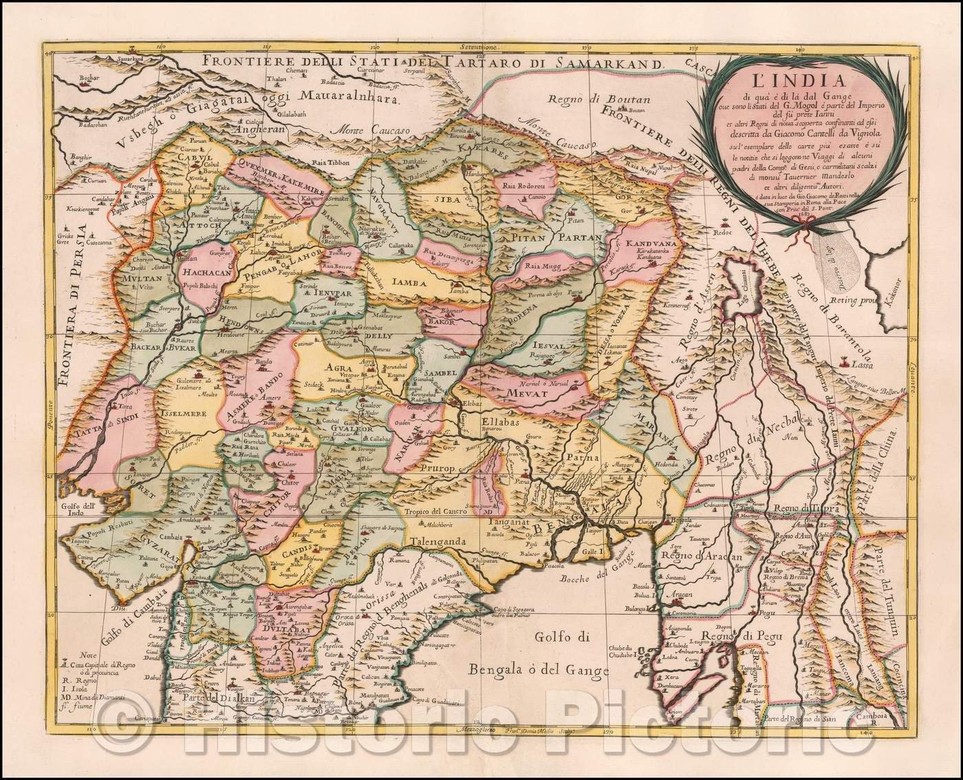 Historic Map - L'India di qua' e di la dal Gange oue sono li Stati del Mogol e' parte del Imperio del fu prte Ianni et altri Regni di nova scoperti, 1682 v3