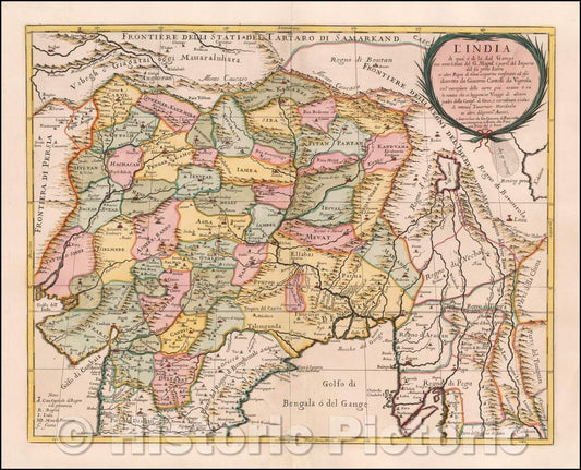 Historic Map - L'India di qua' e di la dal Gange oue sono li Stati del Mogol e' parte del Imperio del fu prte Ianni et altri Regni di nova scoperti, 1682 v3