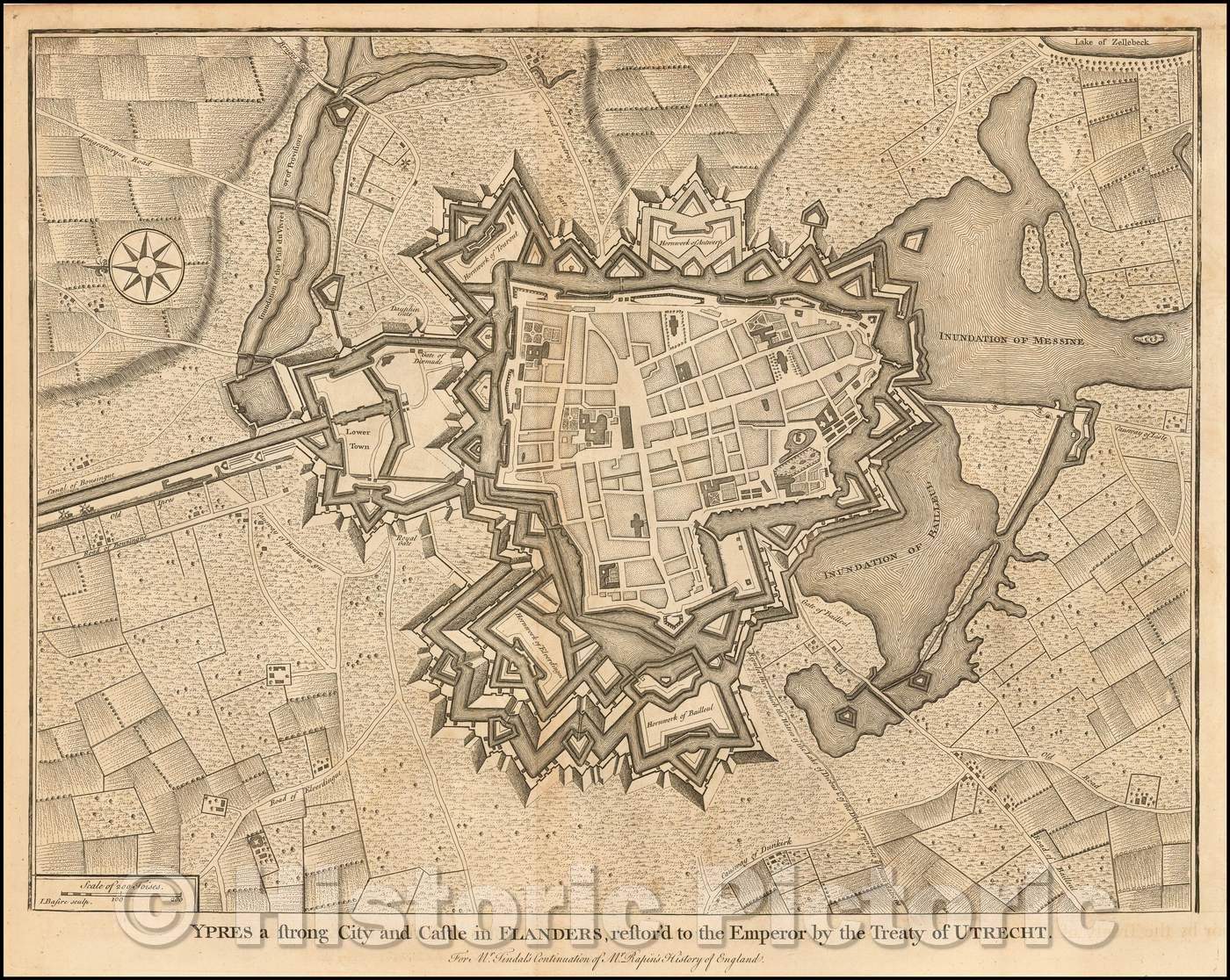 Historic Map - Flanders, restored to the Emperor, 1746, Paul de Rapin de Thoyras v2