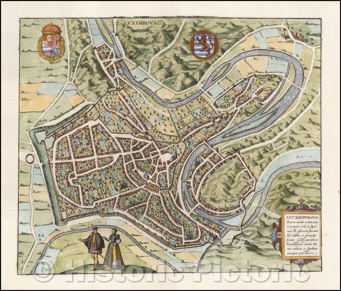 Historic Map - Luxembourg - Lutzenburgum, Ducatus eiusdem Nominis, Vetus et Primaria Urbs, 1580, Georg Braun v2