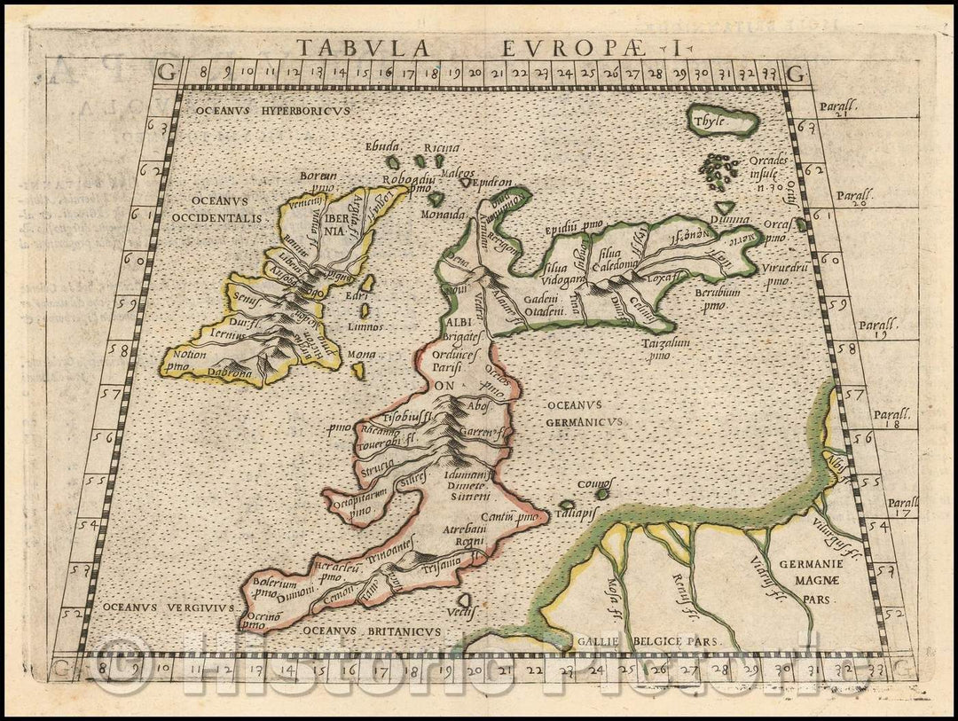 Historic Map - Tabula Europae I British Isles, 1574, Girolamo Ruscelli - Vintage Wall Art