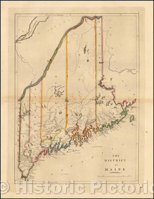 Historic Map - The District of Maine, 1814, Mathew Carey v2