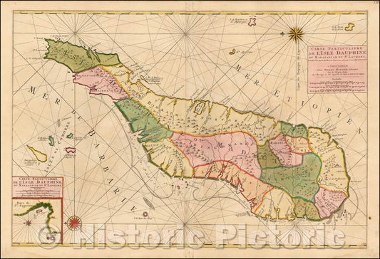 Historic Map - Carte Particuliere de l'Isle Dauphine ou Madagascar et St. Laurens, 1695, Pieter Mortier v1