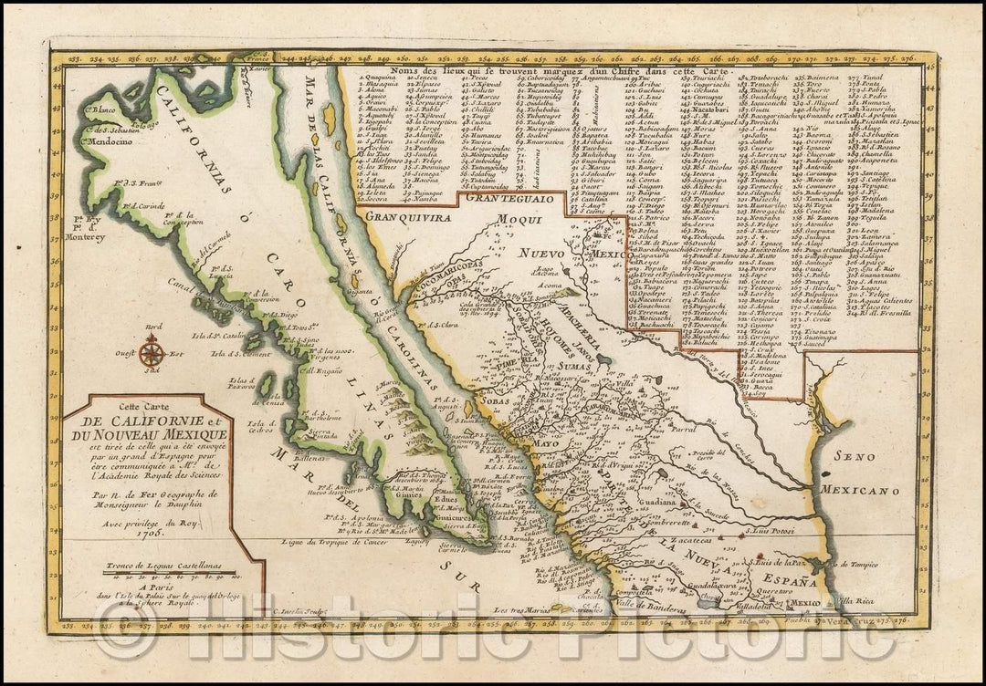 Historic Map - Cette Carte De Californie et Du Nouveau Mexique. 1705/This Card From California and New Mexico in 1705 [California as an Island], 1705 - Vintage Wall Art