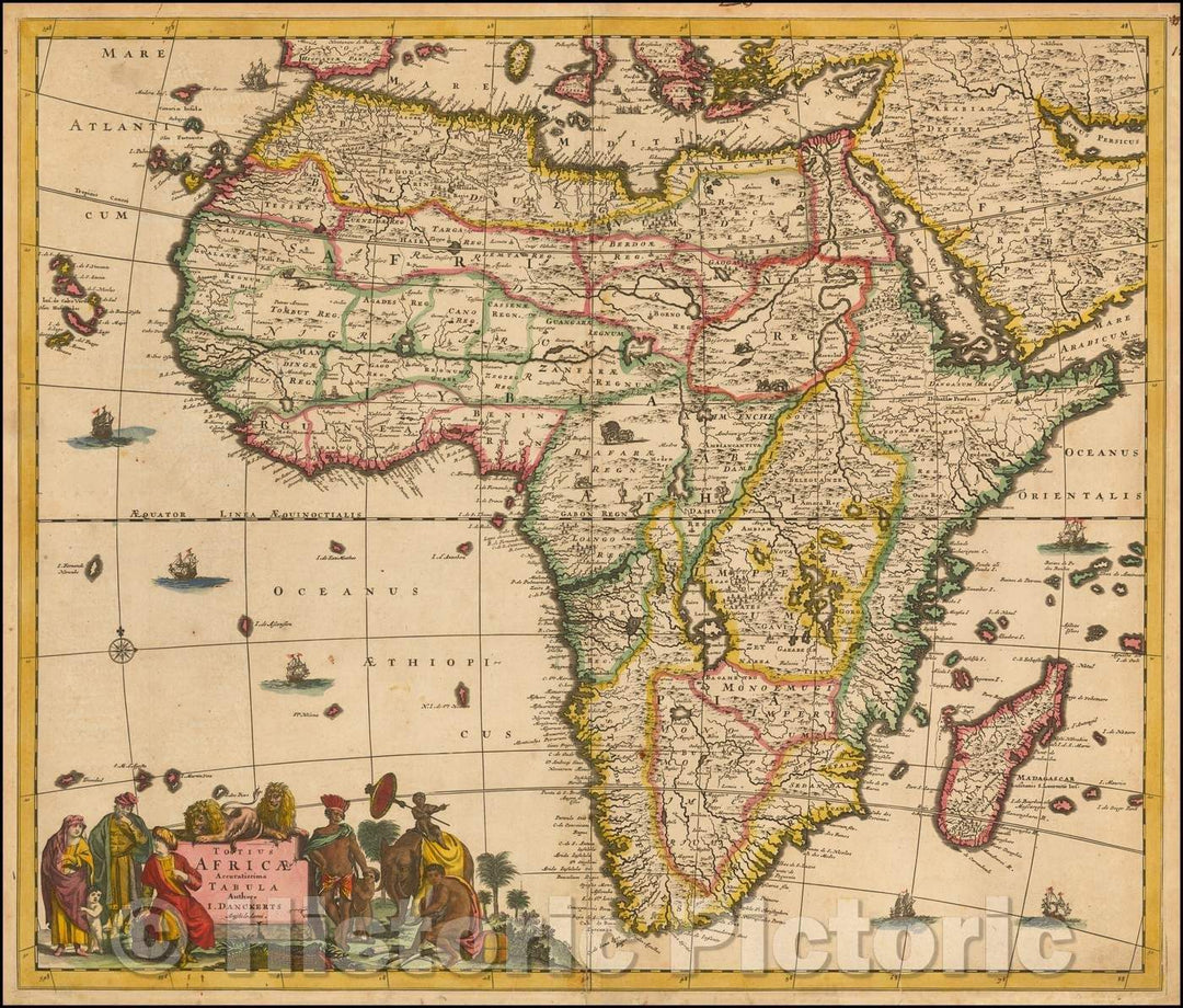 Historic Map - Totius Africae Accuratissima Tabula, 1680, Justus Danckerts - Vintage Wall Art