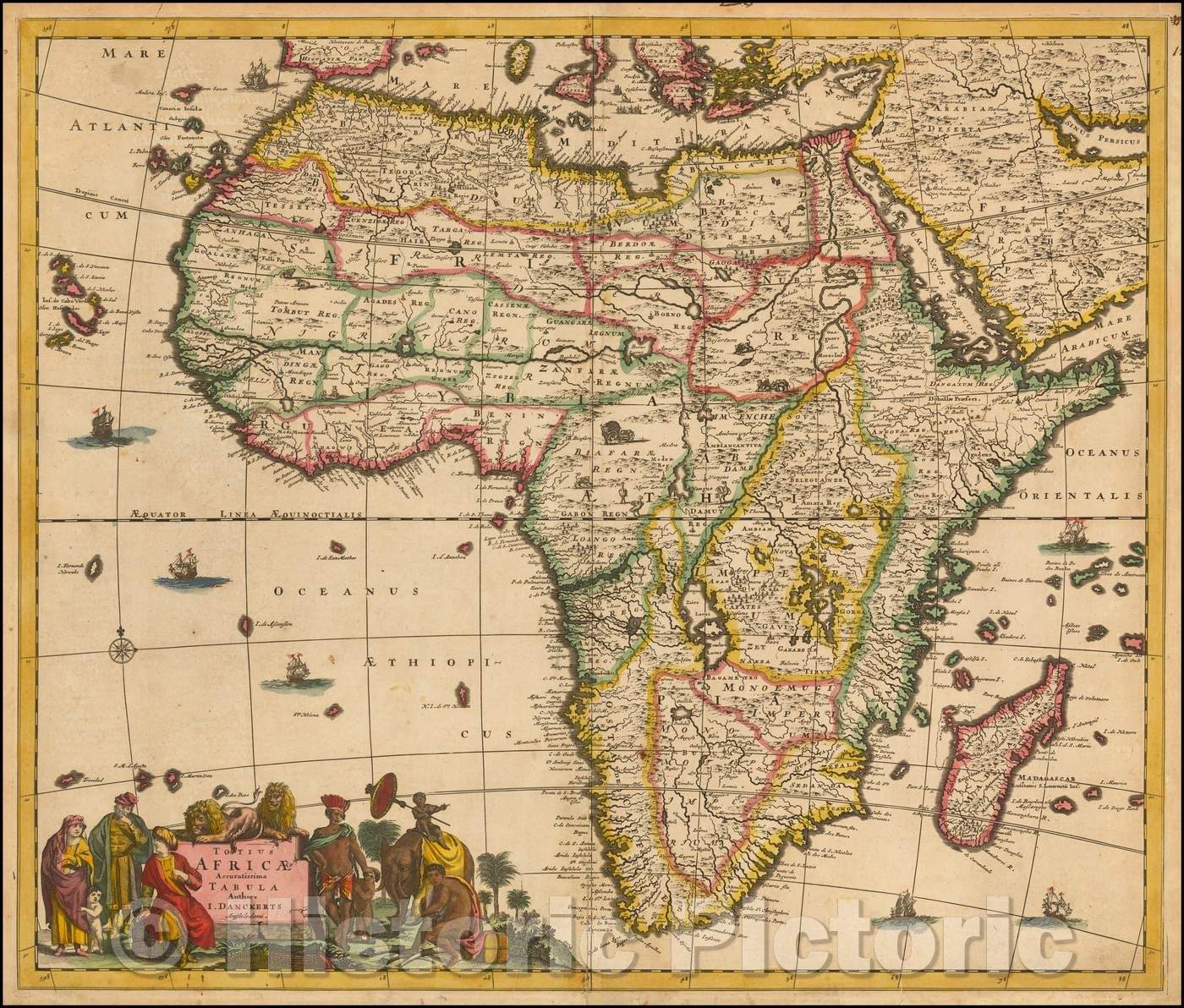Historic Map - Totius Africae Accuratissima Tabula, 1680, Justus Danckerts - Vintage Wall Art