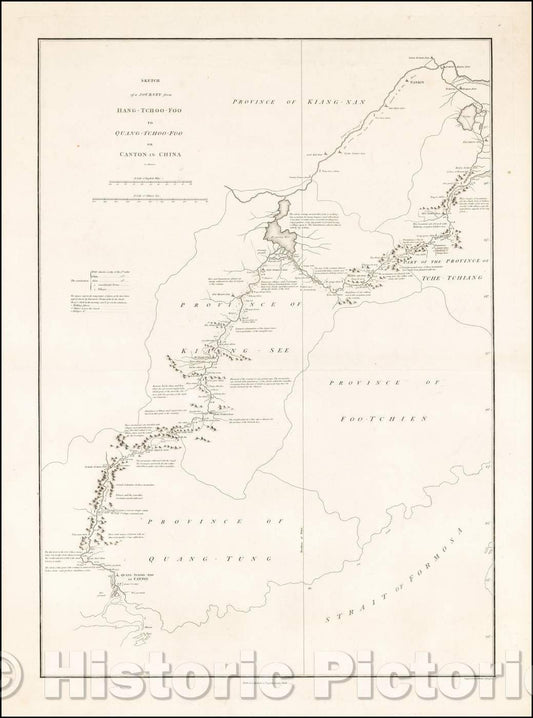 Historic Map - Sketch of A Journey from Hang-Tchoo-Foo To Quang-Tchoo-Foo or Canton in China, 1796, George L. Staunton v2