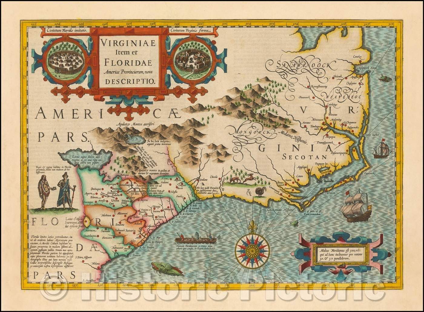 Historic Map - Virginiae Item et Floridae Americae Provinciarum, 1610, Jodocus Hondius v1