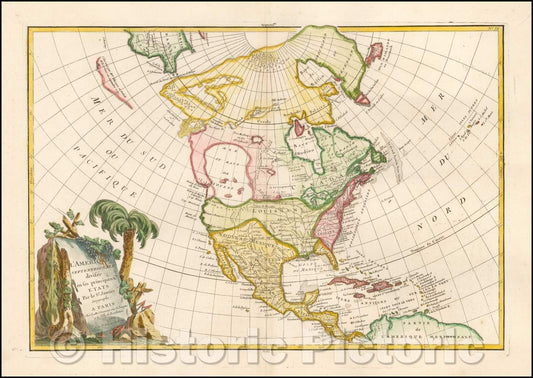 Historic Map - L'Amerique Septentrionale divisee en ses principaux Etats, 1762, Jean Janvier v4
