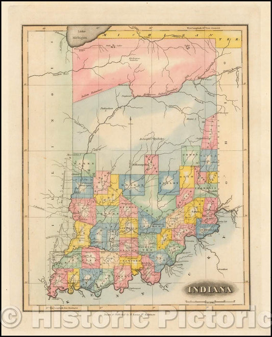 Historic Map - Indiana, 1823, Fielding Lucas Jr. v1