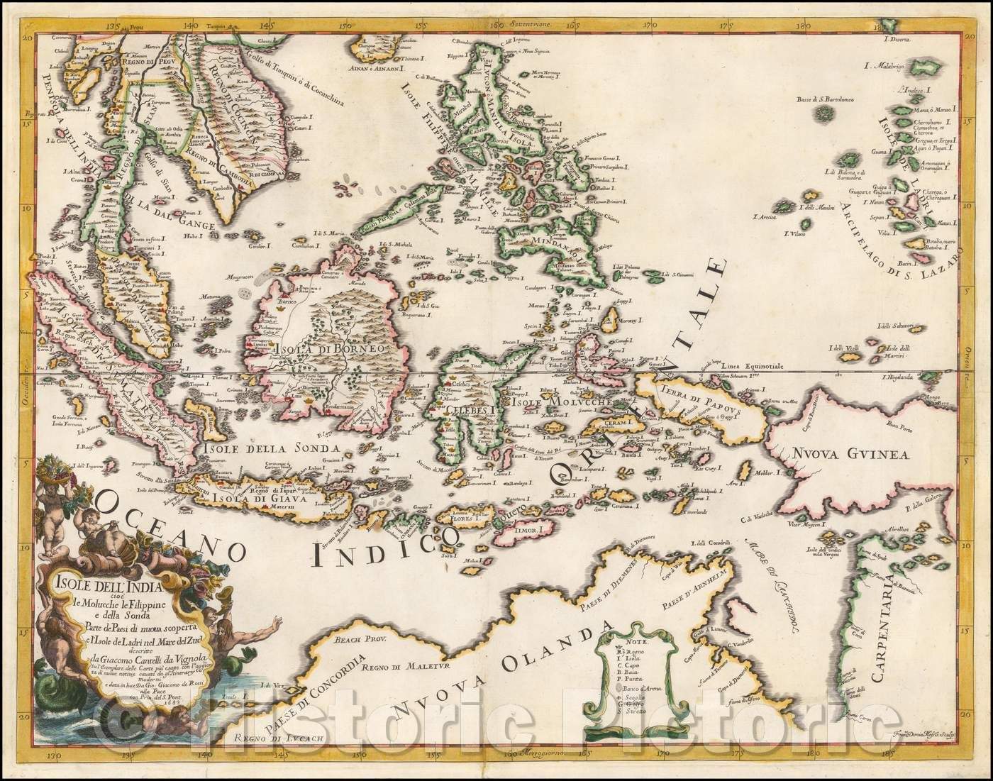 Historic Map - Isole Dell'India cioe le Molucche la Filippine e della Sonda Parte de Paesi di nuova scoperta e l'Isole de Ladri ne Mare del Zud, 1683 v1