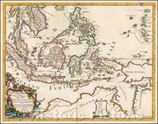 Historic Map - Isole Dell'India cioe le Molucche la Filippine e della Sonda Parte de Paesi di nuova scoperta e l'Isole de Ladri ne Mare del Zud, 1683 v1