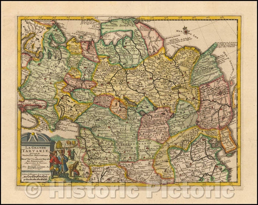 Historic Map - La Grande Tartarie Suivant les Nouvelles Observations, 1700, Pieter van der Aa - Vintage Wall Art